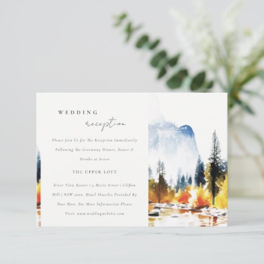 Carte D'accompagnement Mountain River Fall Paysage Réception de mariage (Debout devant)