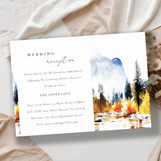 Carte D'accompagnement Mountain River Fall Paysage Réception de mariage