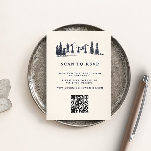Carte D'accompagnement Mountain Sketch Mariage QR Code Website RSVP
