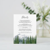 Carte D'accompagnement Mountain Watercolor Rustic Pine Détails du Mariage (Debout devant)