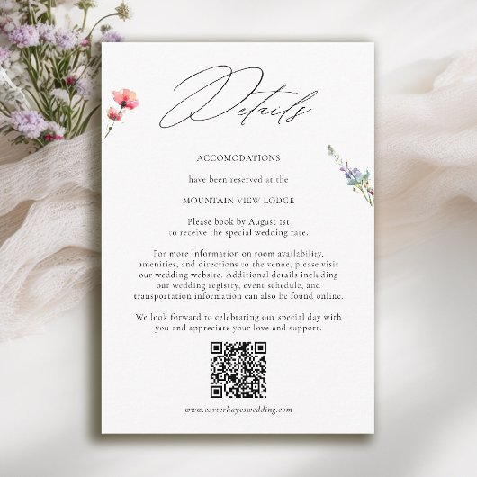 Carte D'accompagnement Mountain Wildflower Meadow Modern Wedding Details