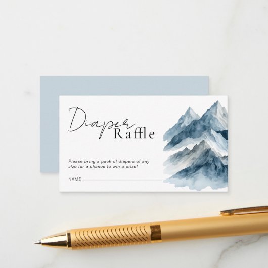 Carte D'accompagnement Mountains Baby Shower Diaper Raffle Ticket (Devant/Arrière en situation)
