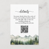 Carte D'accompagnement Mountains Pines QR Code Détails du Mariage (Devant)