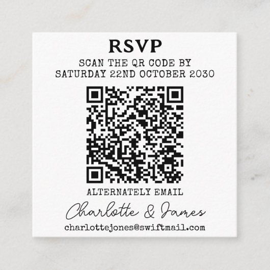 Carte D'accompagnement Mr. And Mrs Photo Elegant Script QR Code RSVP (Devant)