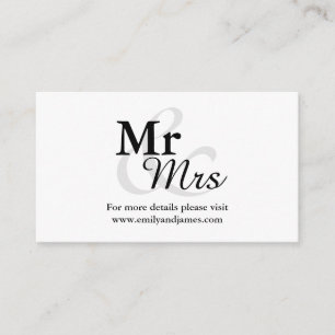 Carte D'accompagnement Mr&Mrs Simple Elegant Typography Détails du Mariag