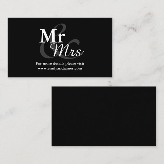 Carte D'accompagnement Mr&Mrs Simple Elegant Typography Détails du Mariag (Devant / Derrière)