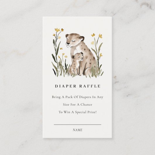 Carte D'accompagnement Mum Baby Tiger Foliage Diaper Raffle Baby Shower (Devant)
