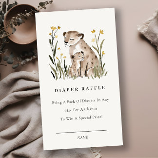 Carte D'accompagnement Mum Baby Tiger Foliage Diaper Raffle Baby Shower