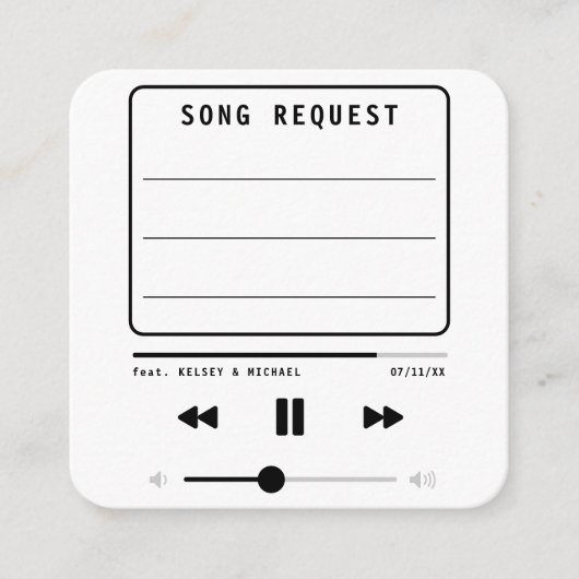 Carte D'accompagnement Music MP3 Player Mariage blanc Demande de chanson (Devant)