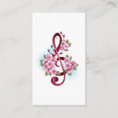 Carte D'accompagnement Musical treble clef notes with sakura flowers (Devant)