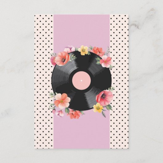 Carte D'accompagnement Musique de réception de mariage Disque Fleurs de m (Dos)