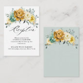 Carte D'accompagnement Mustard Jaune Floral Sage Réception de mariage (Devant / Derrière)