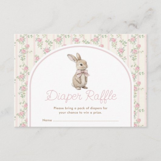 Carte D'accompagnement Muted Blush Bunny Rabbit Baby Shower Diaper Raffle (Devant)