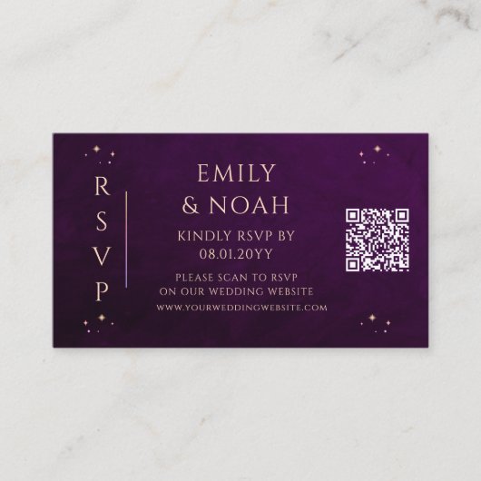 Carte D'accompagnement Mysc Arc-en-ciel Deep Plum Budget QR Code RSVP (Devant)