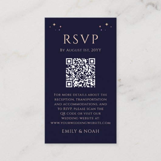 Carte D'accompagnement Mysc bleu arc-en-ciel budget QR Code RSVP photo (Devant)