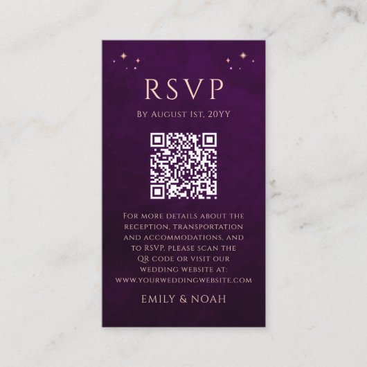 Carte D'accompagnement Mysc Plum Budget QR Code RSVP photo (Devant)