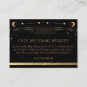 Carte D'accompagnement Mystic Black Gold Mariage site Web RSVP QR Code (Devant)