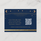 Carte D'accompagnement Mystic Blue Gold Mariage site Web RSVP QR Code (Dos)