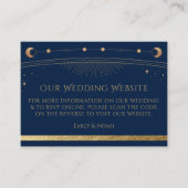 Carte D'accompagnement Mystic Blue Gold Mariage site Web RSVP QR Code (Devant)