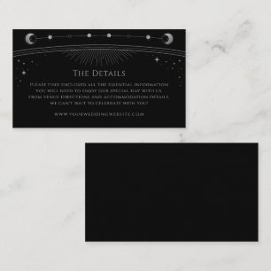 Carte D'accompagnement Mystical Black Silver Détails du Mariage Céleste