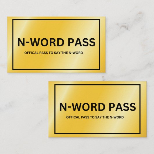 Carte D'accompagnement N-Word Pass (Devant / Derrière)
