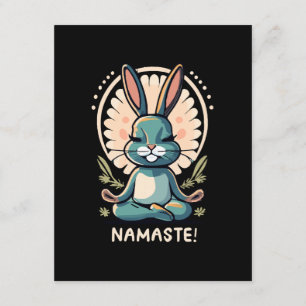Carte D'accompagnement namaste bunny yoga méditation lapin