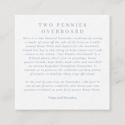 Carte D'accompagnement Nantucket Wedding Favor - Deux Pcents par-dessus b (Devant)
