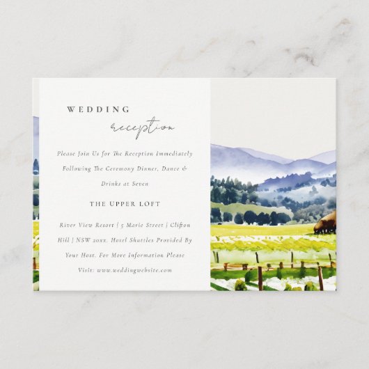 Carte D'accompagnement Napa Valley Vineyard Paysage Réception de mariage (Devant)