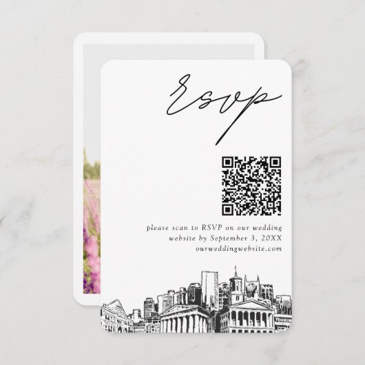 Carte D'accompagnement Nashville Wedding RSVP QR Code Petit (Devant / Derrière)