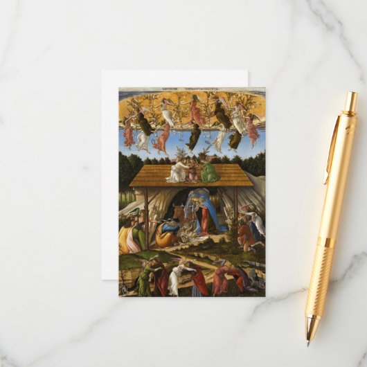 Carte D'accompagnement Nativité mystique, 1500 par Sandro Botticelli (Devant/Arrière en situation)