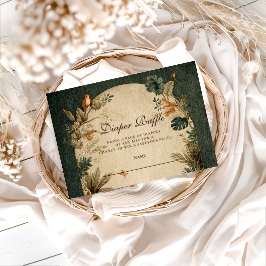 Carte D'accompagnement Natural Safari Leaves Diapper Raffle