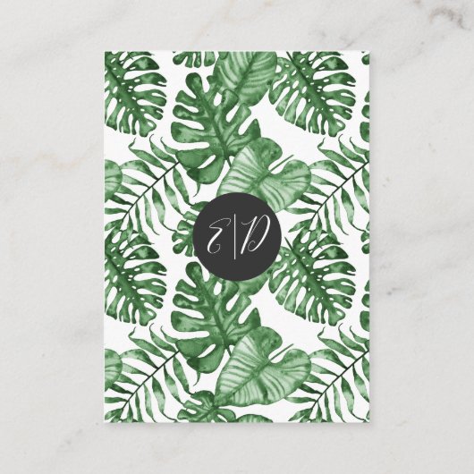 Carte D'accompagnement Nature tropicale rustique Mariage de verdure botan (Dos)