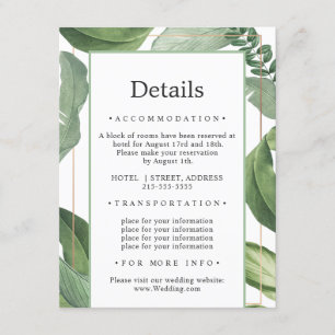 Carte D'accompagnement Nature tropicale sauvage. Détails Mariages de luxe
