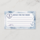 Carte D'accompagnement Nautical Advice for The Bride Bridal Shower Anchor (Devant)