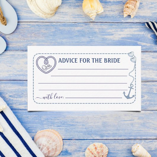 Carte D'accompagnement Nautical Advice for The Bride Bridal Shower Anchor