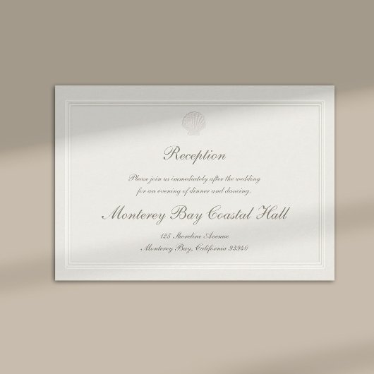Carte D'accompagnement Nautical Coastal Shell Modern Classic Wedding