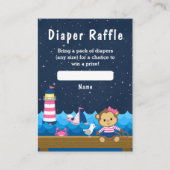 Carte D'accompagnement Nautical Girl Monkey Pink et Navy Diaper Raffle (Devant)