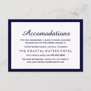 Carte D'accompagnement Nautical Navy Blue Mariage Hébergements Hôtel