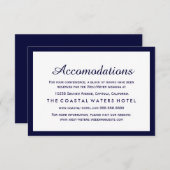 Carte D'accompagnement Nautical Navy Blue Mariage Hébergements Hôtel (Devant / Derrière)