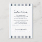 Carte D'accompagnement Nautical Navy Stripe Wedding Directions Card (Devant)