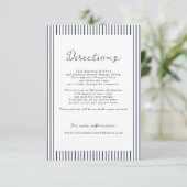 Carte D'accompagnement Nautical Navy Stripe Wedding Directions Card (Debout devant)