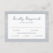 Carte D'accompagnement Nautical Navy Stripe Wedding RSVP Card (Devant)