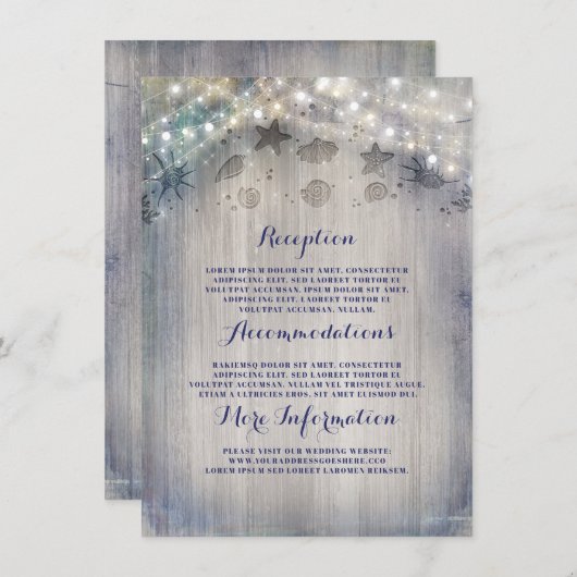 Carte D'accompagnement Nautical Rustic Mariage Information Invité (Devant / Derrière)