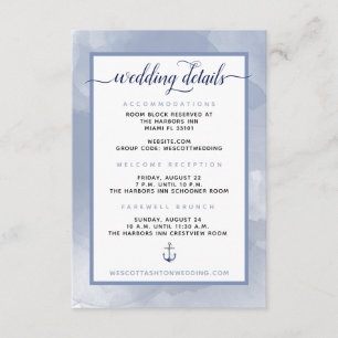 Carte D'accompagnement #Nautical Watercolor - Détails du Mariage de l'évé