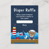 Carte D'accompagnement Nautique Boy Bear Red et Navy Diaper Raffle (Devant)