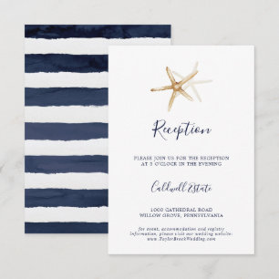 Carte D'accompagnement Nautique moderne Réception de mariage Starfish