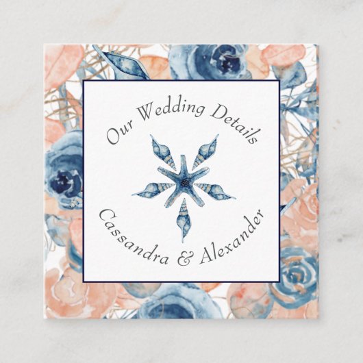 Carte D'accompagnement Nautique Plage Mariage Coquillages Starfish (Devant)