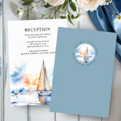 Carte D'accompagnement Nautique Sunset Sailboat Coastal Mariage Réception