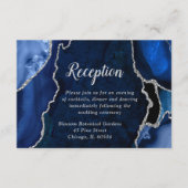 Carte D'accompagnement Navy and Silver Agate Wedding Reception (Devant)