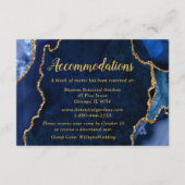 Carte D'accompagnement Navy Blue and Gold Agate Wedding Accommodations (Devant)